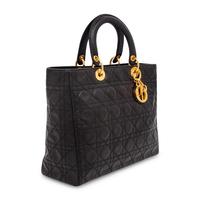 Christian Dior, Large Lady Dior Bag in Black Leather