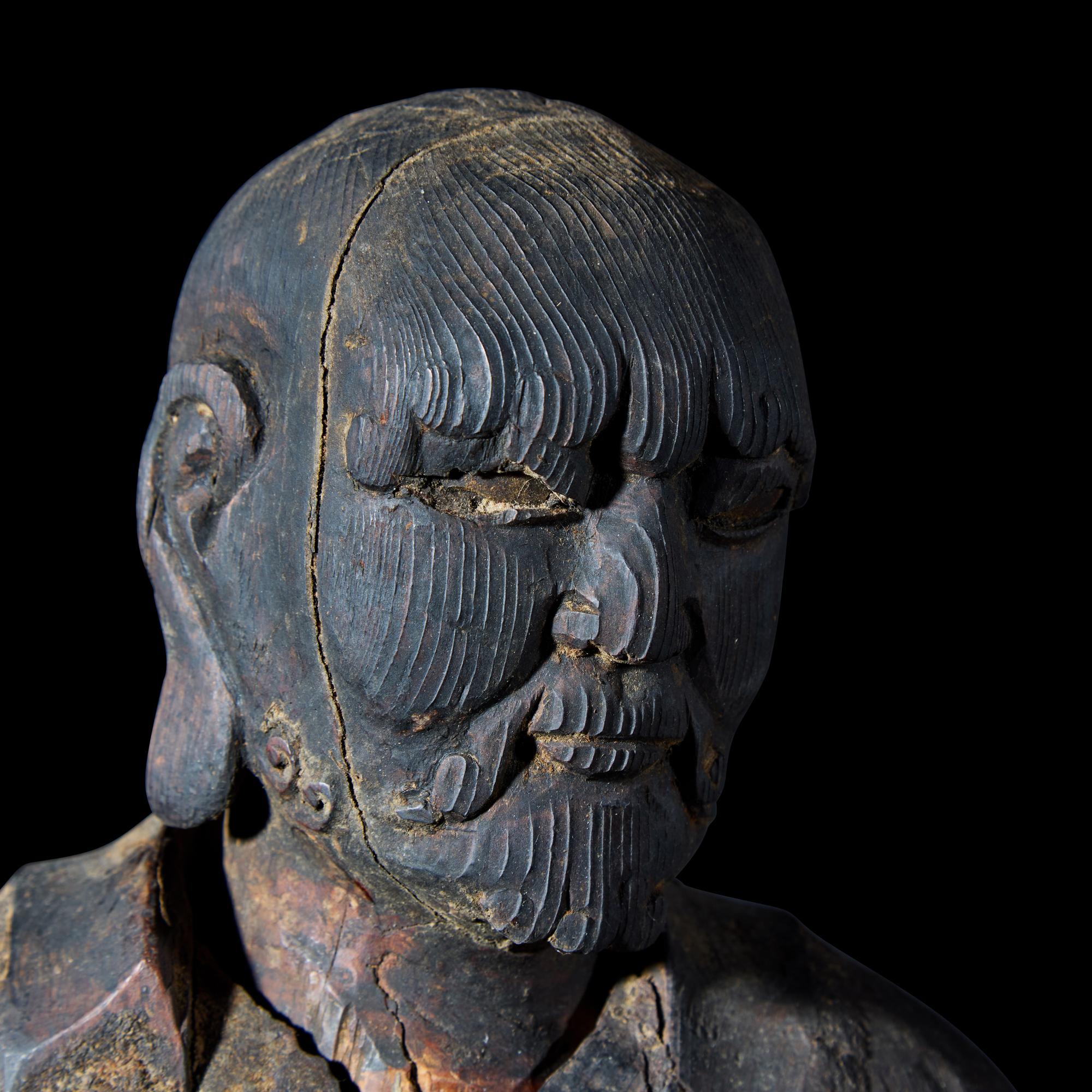 A Japanese Wood Figure of a Rakan, Edo Period