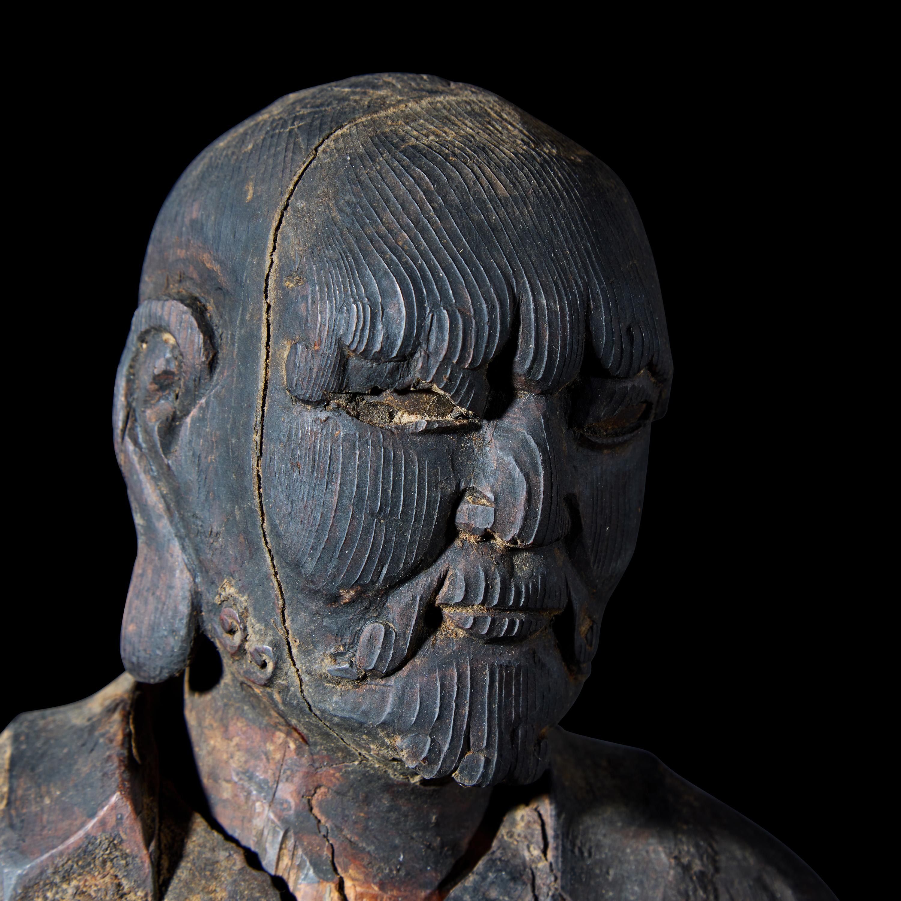 A Japanese Wood Figure of a Rakan, Edo Period