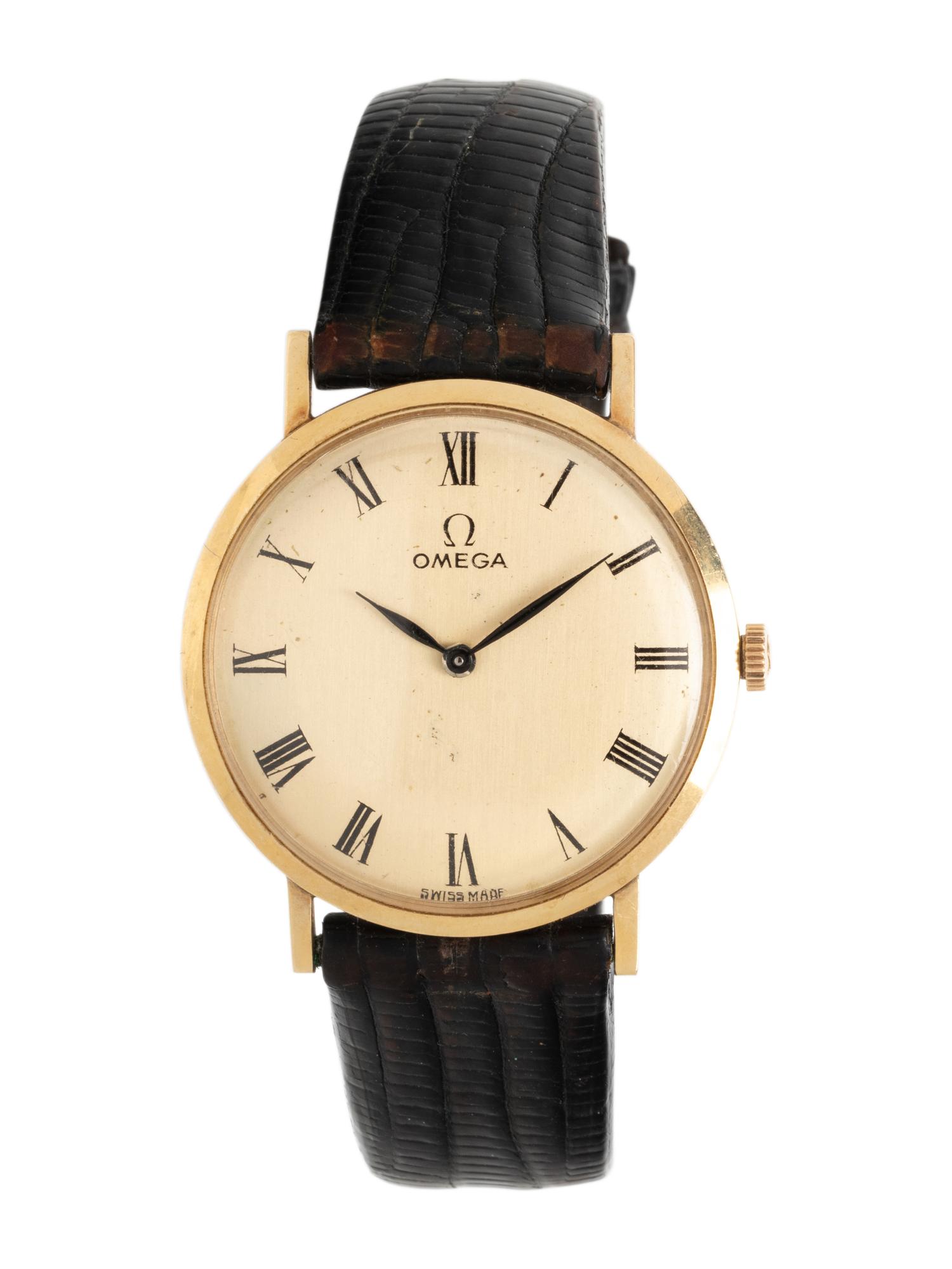 OMEGA, YELLOW GOLD WATCH