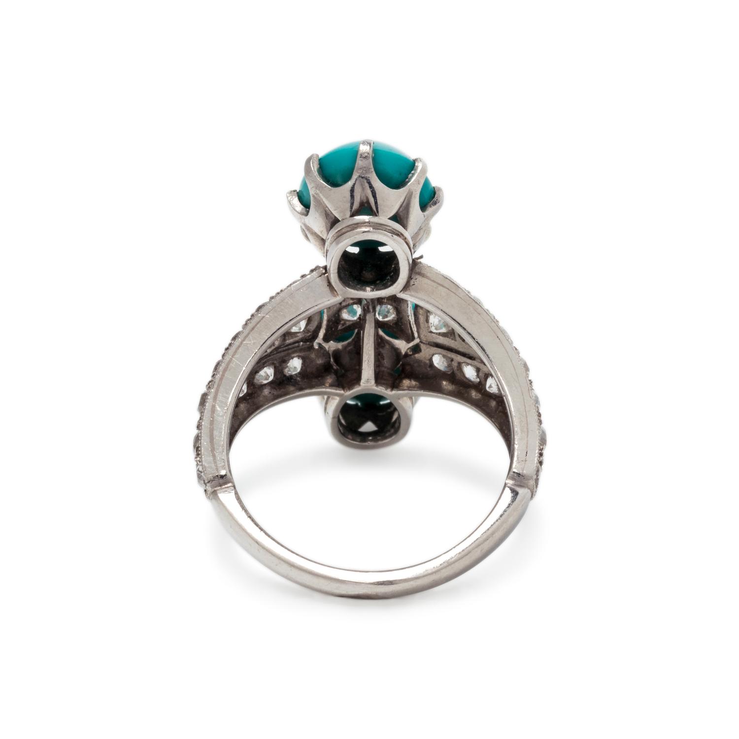 ANTIQUE, TURQUOISE AND DIAMOND RING