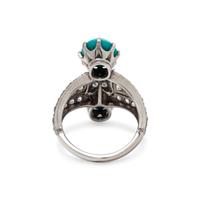 ANTIQUE, TURQUOISE AND DIAMOND RING