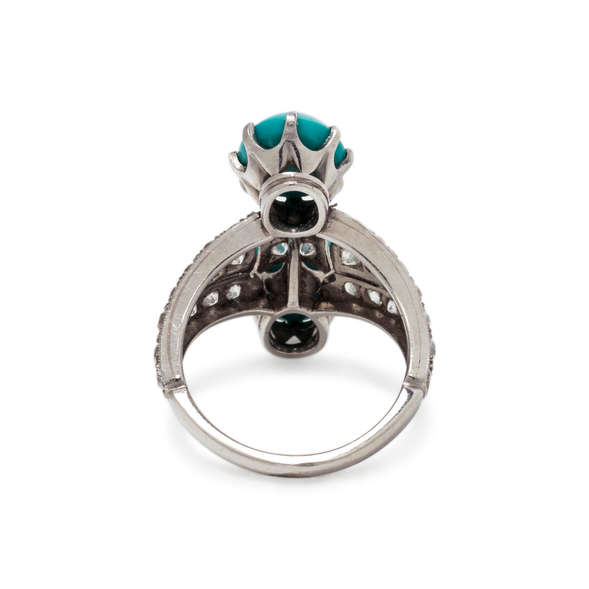 ANTIQUE, TURQUOISE AND DIAMOND RING