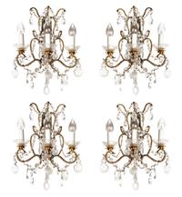 Four French Beaded Sconces in the Style of Maison Bagues