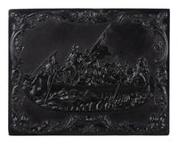 [EARLY PHOTOGRAPHY]. Washington Crossing the Delaware . Whole plate Union case containing tintype.