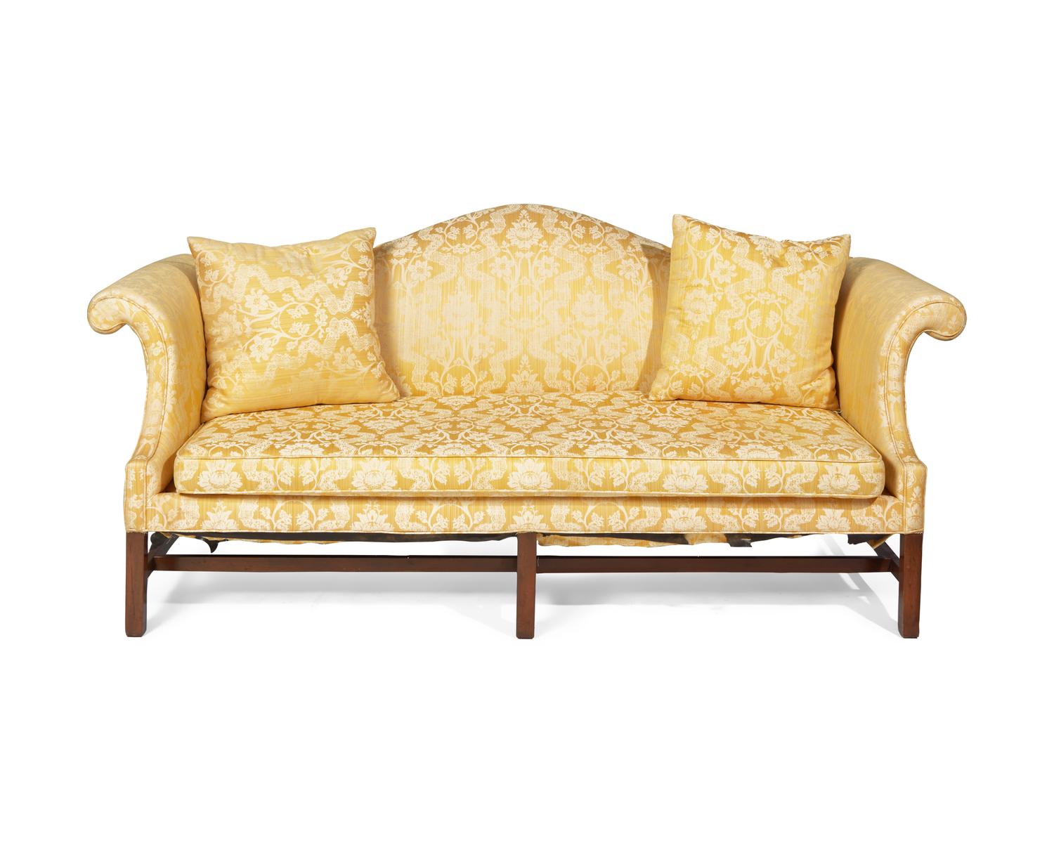 A Chippendale Style Mahogany Camelback Sofa