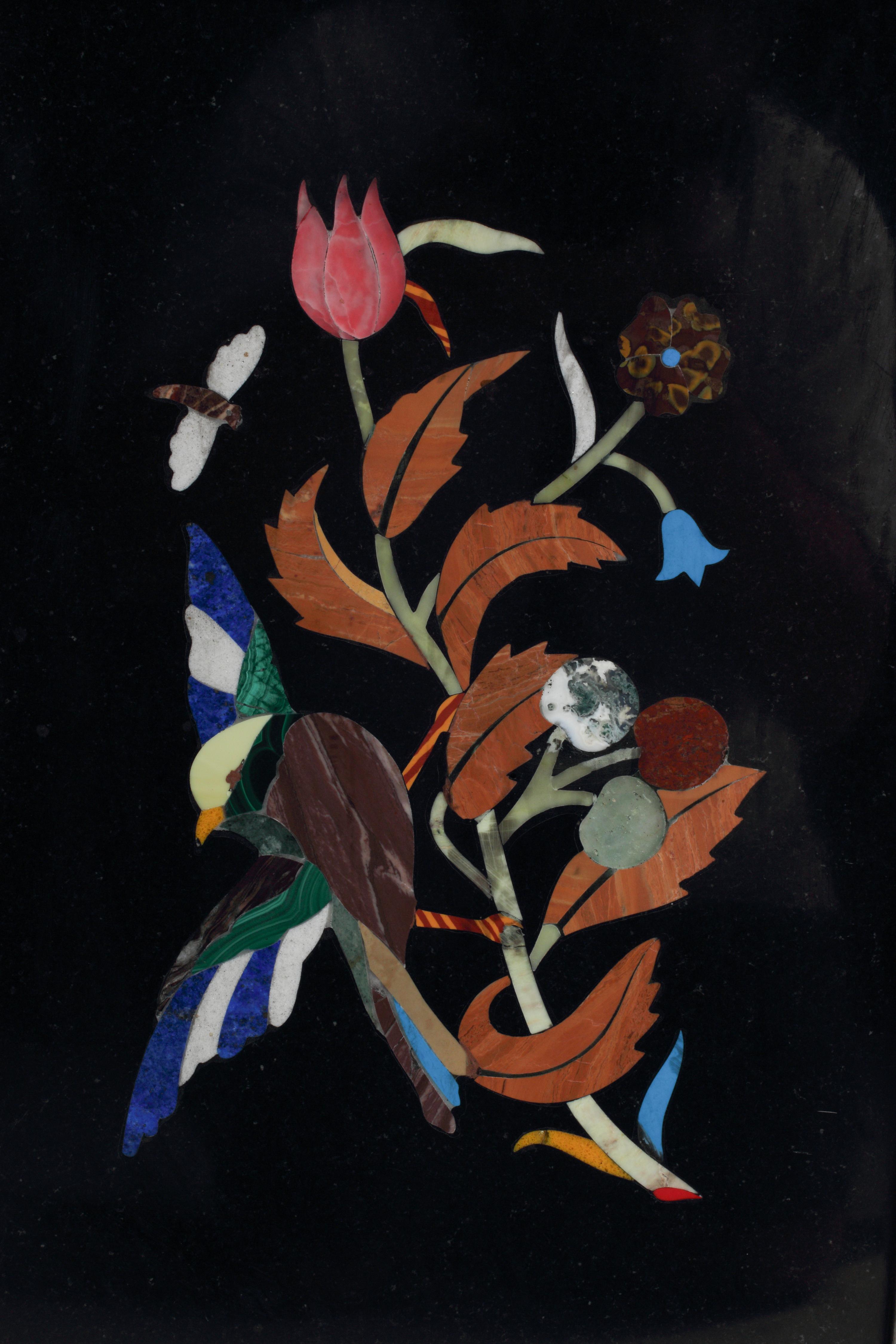 A Set of Four Framed Italian Pietra Dura Plaques