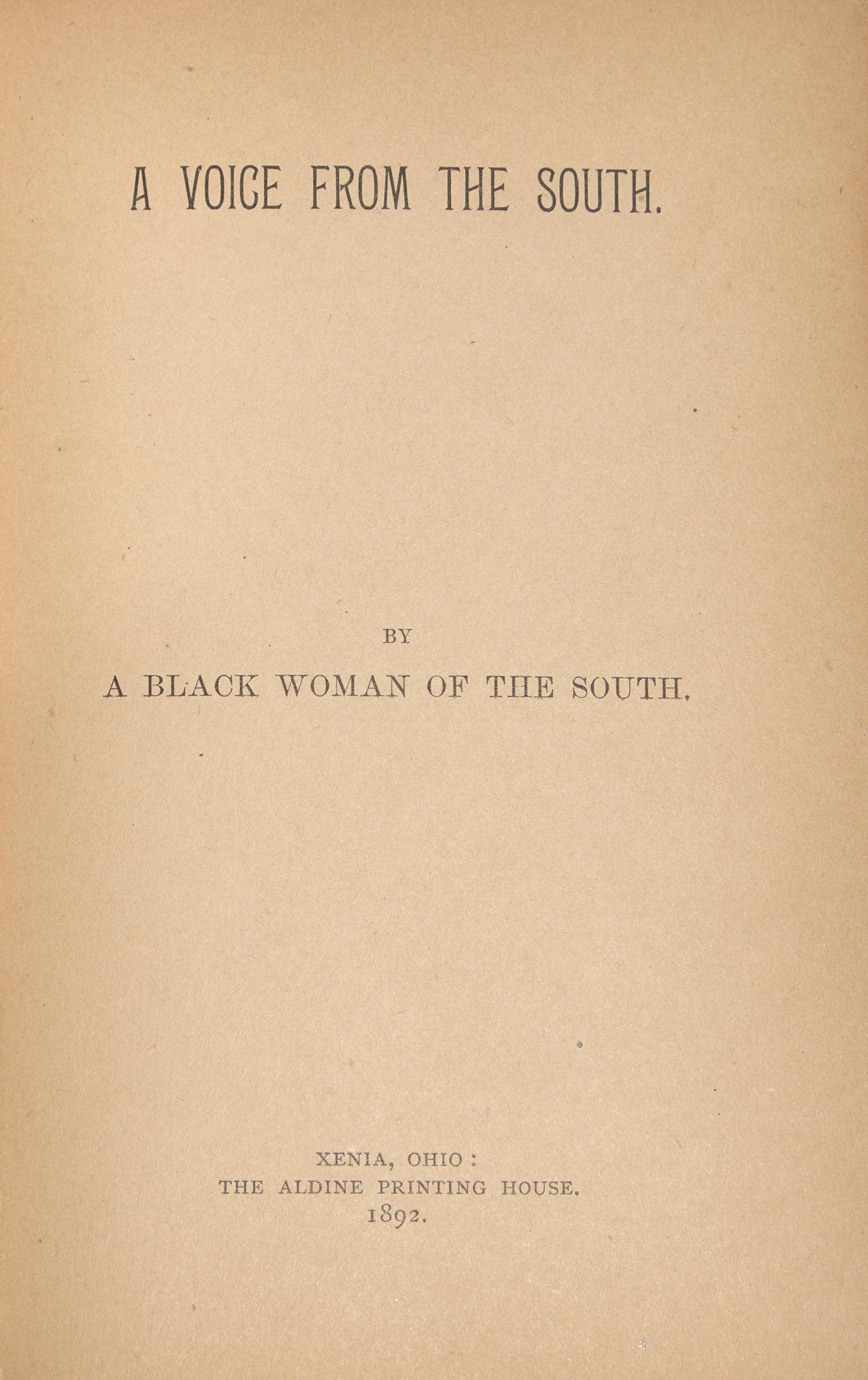 [African Americana] (Cooper, Anna Julia). A Voice from the South. By a Black Woman of the South