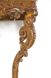A Louis XV Style Giltwood Marble-Top Console Table