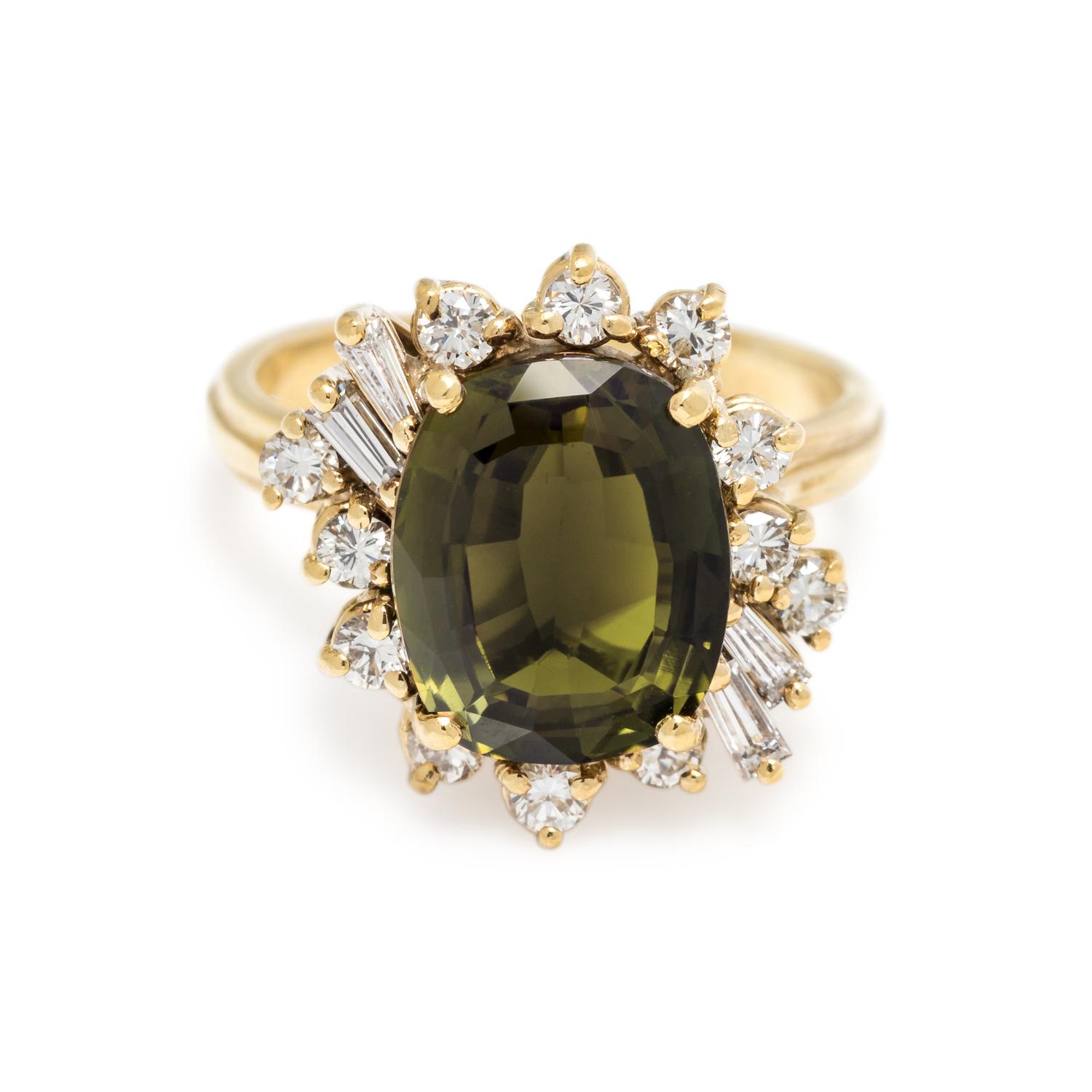 ANDALUSITE AND DIAMOND RING