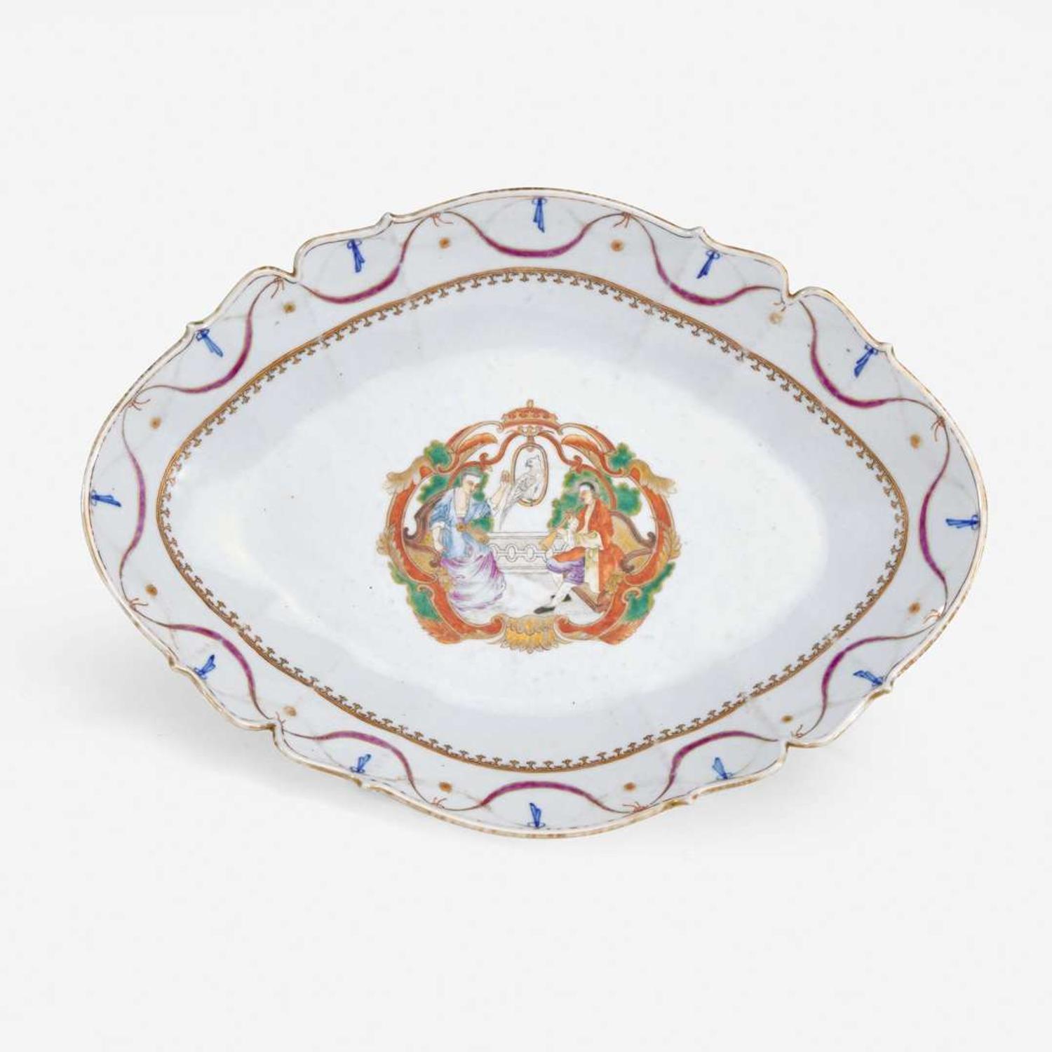 A large Chinese Export porcelain oval footed bowl 18th century