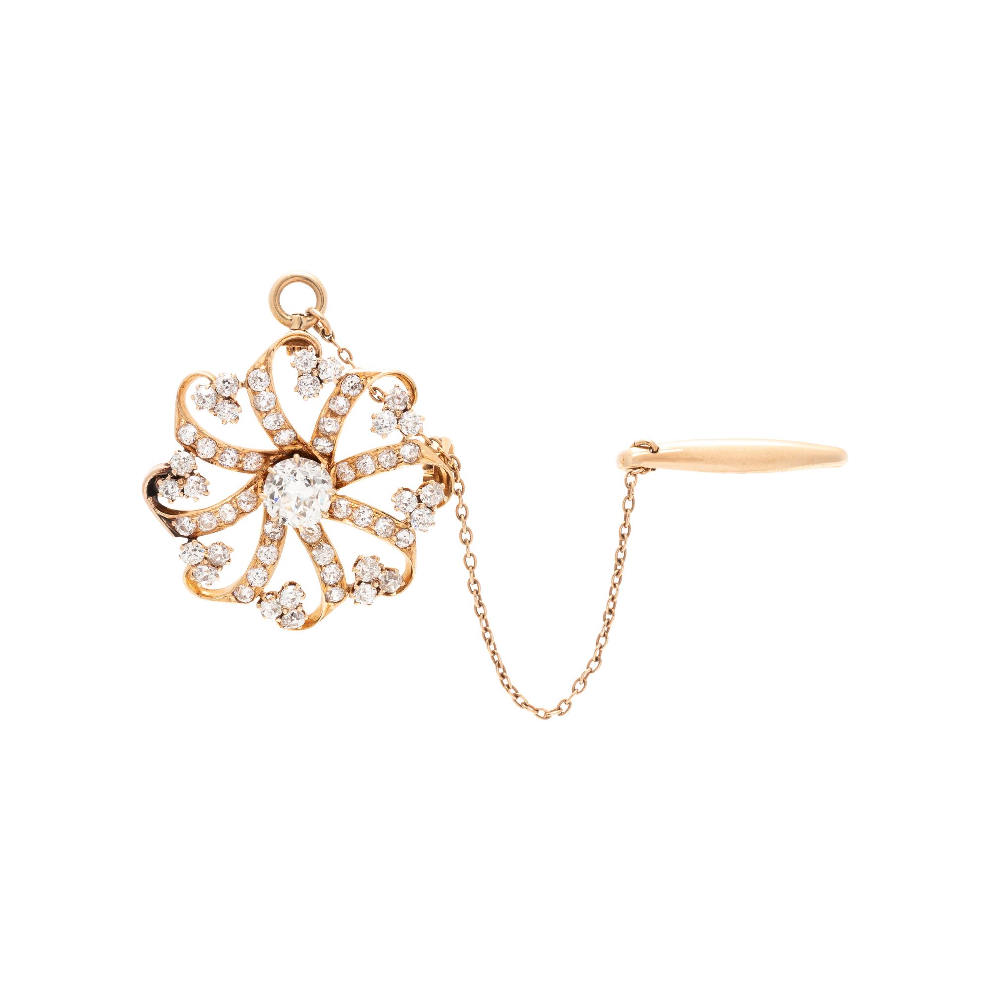 ANTIQUE, DIAMOND PENDANT/BROOCH