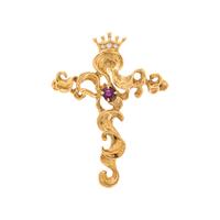GREGORY APPLEBY, YELLOW GOLD, RUBY AND DIAMOND CROSS PENDANT