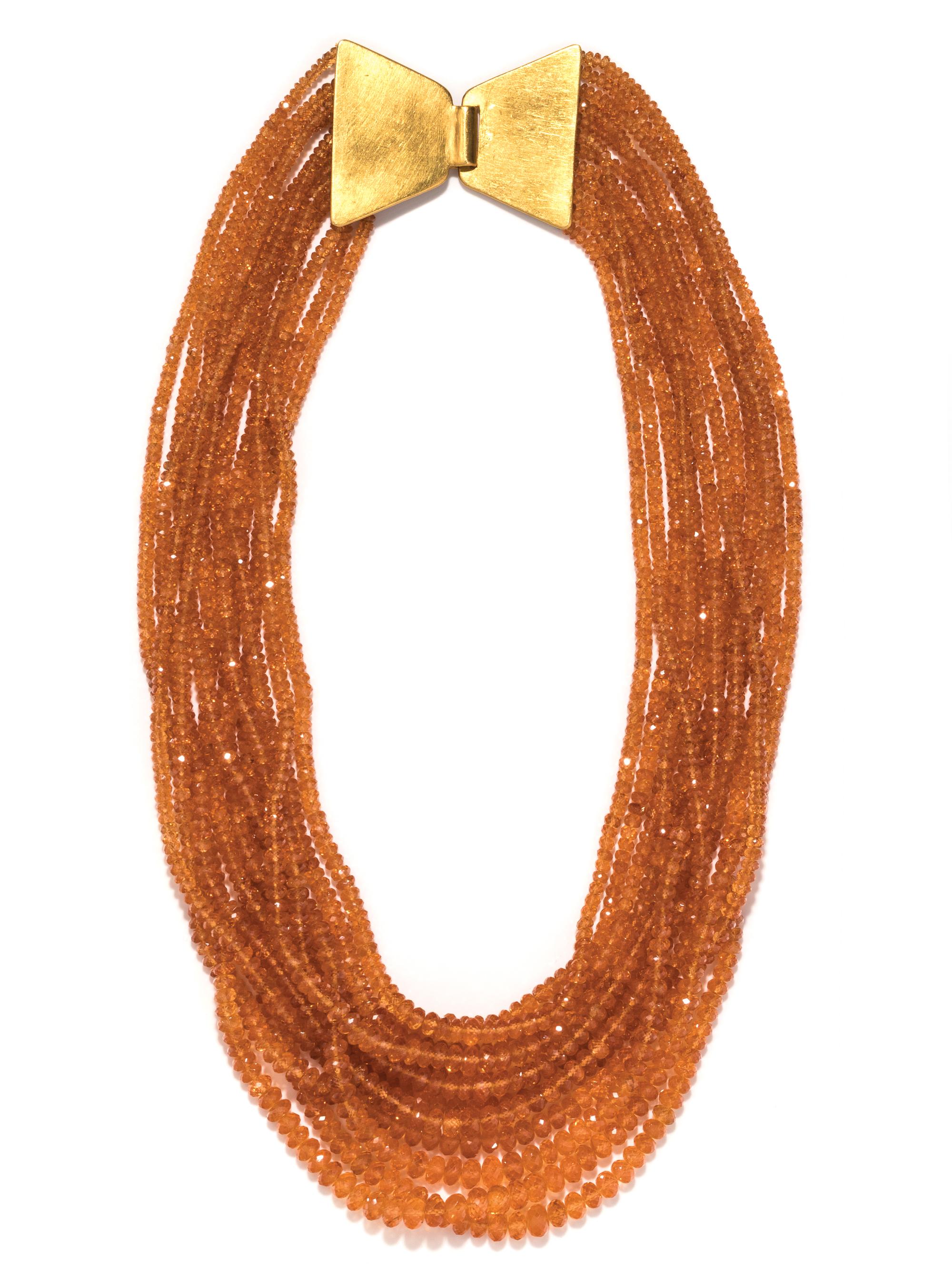 ANGELA PINTALDI, MULTISTRAND ORANGE SAPPHIRE BEAD NECKLACE