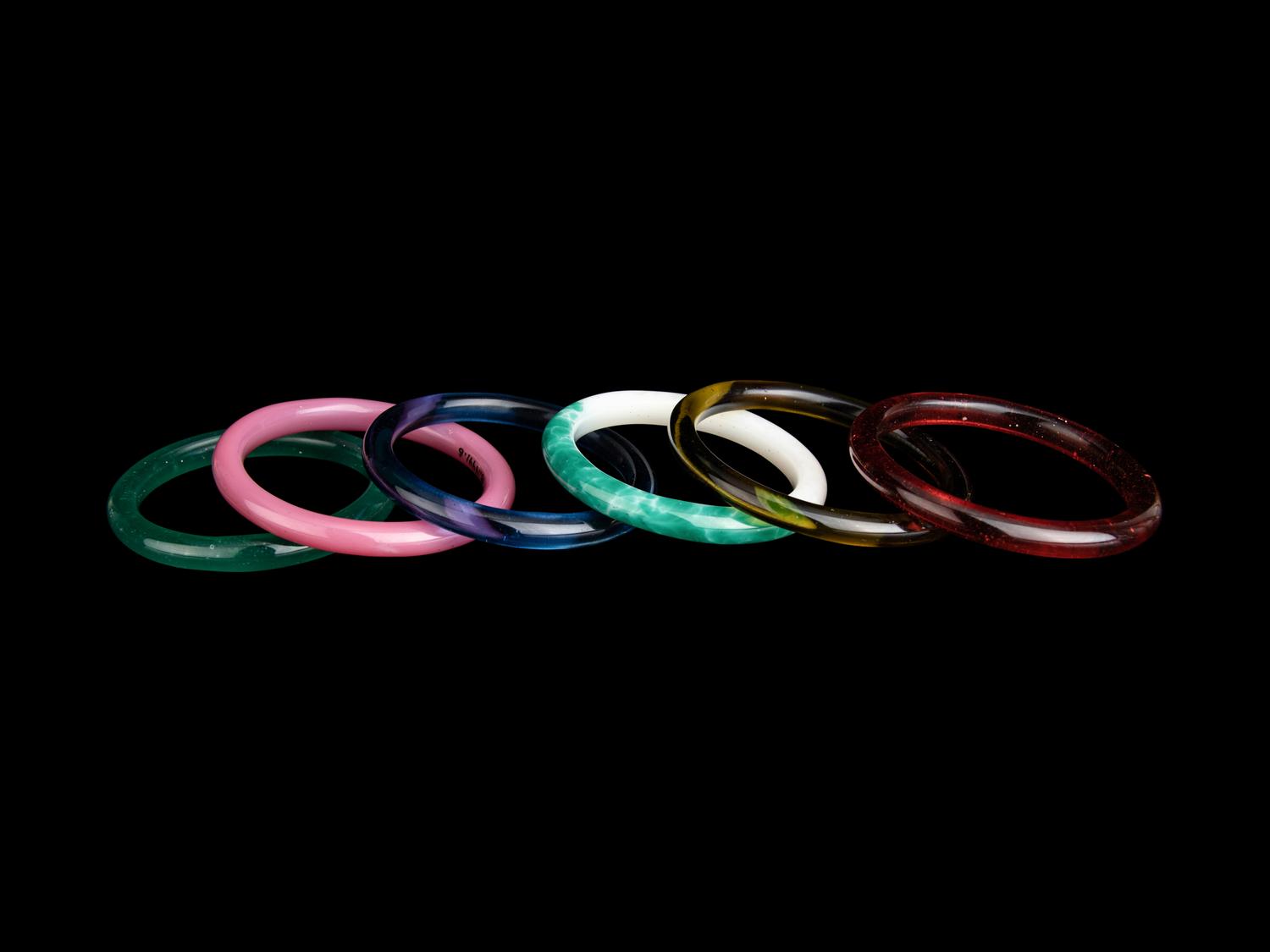 Six Chinese Peking Glass Bangles