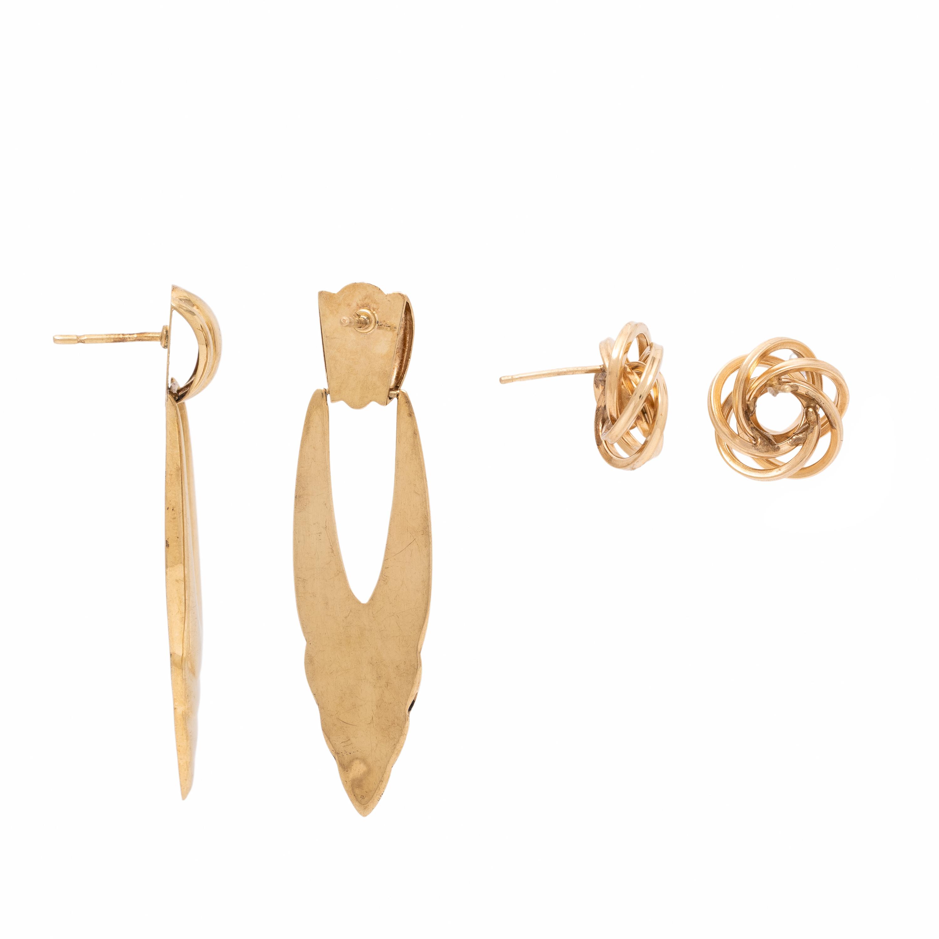 Two Pairs of Yellow Gold Earrings