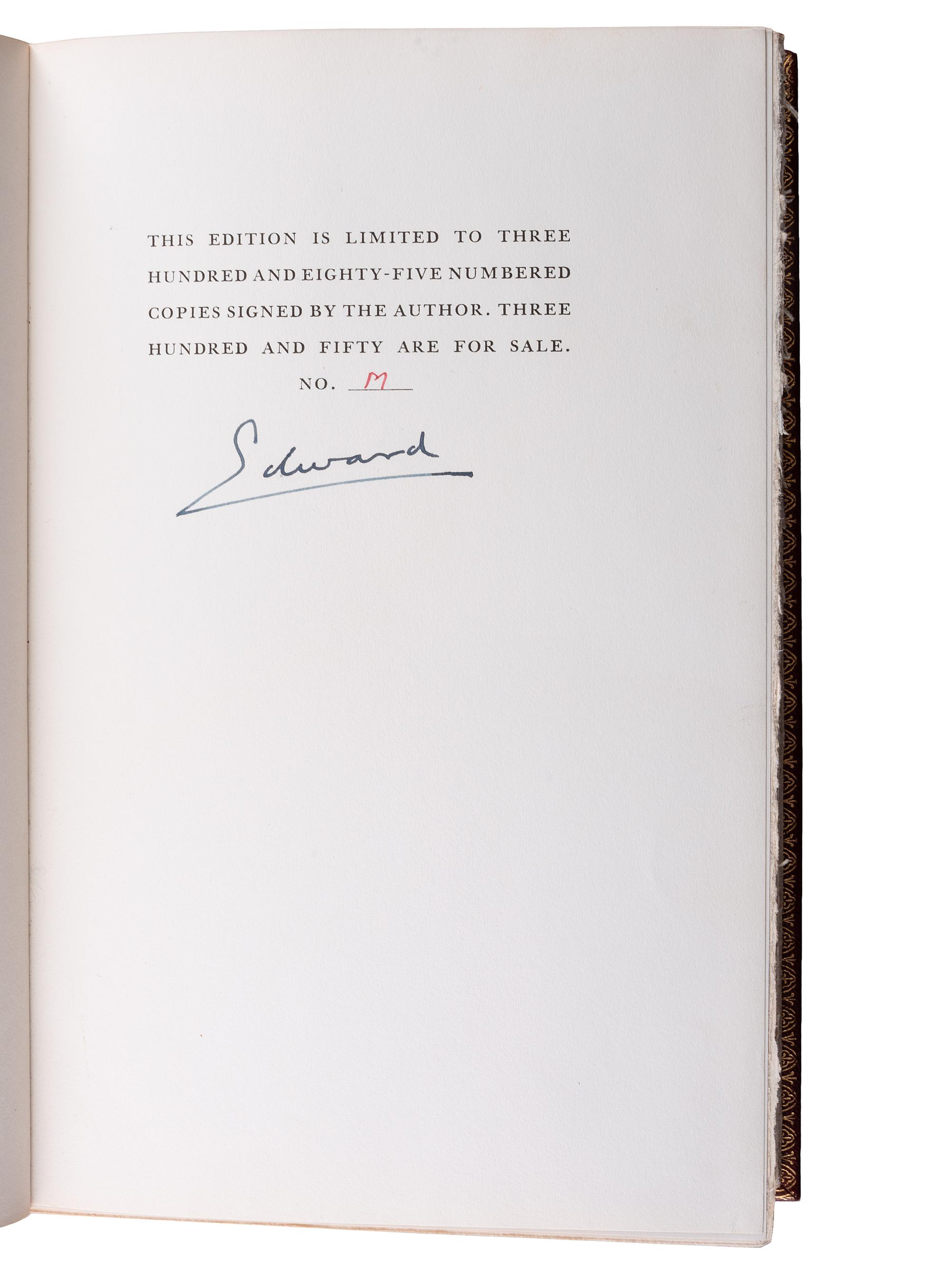 [ROYALTY]. WINDSOR, Edward, Duke of (1894-1972, "Edward VIII, King of England"). A King's Story: The Memoirs of the Duke of Windsor. New York: G.P. Putnam's Sons, 1951. LIMITED EDITION SIGNED BY EDWARD.