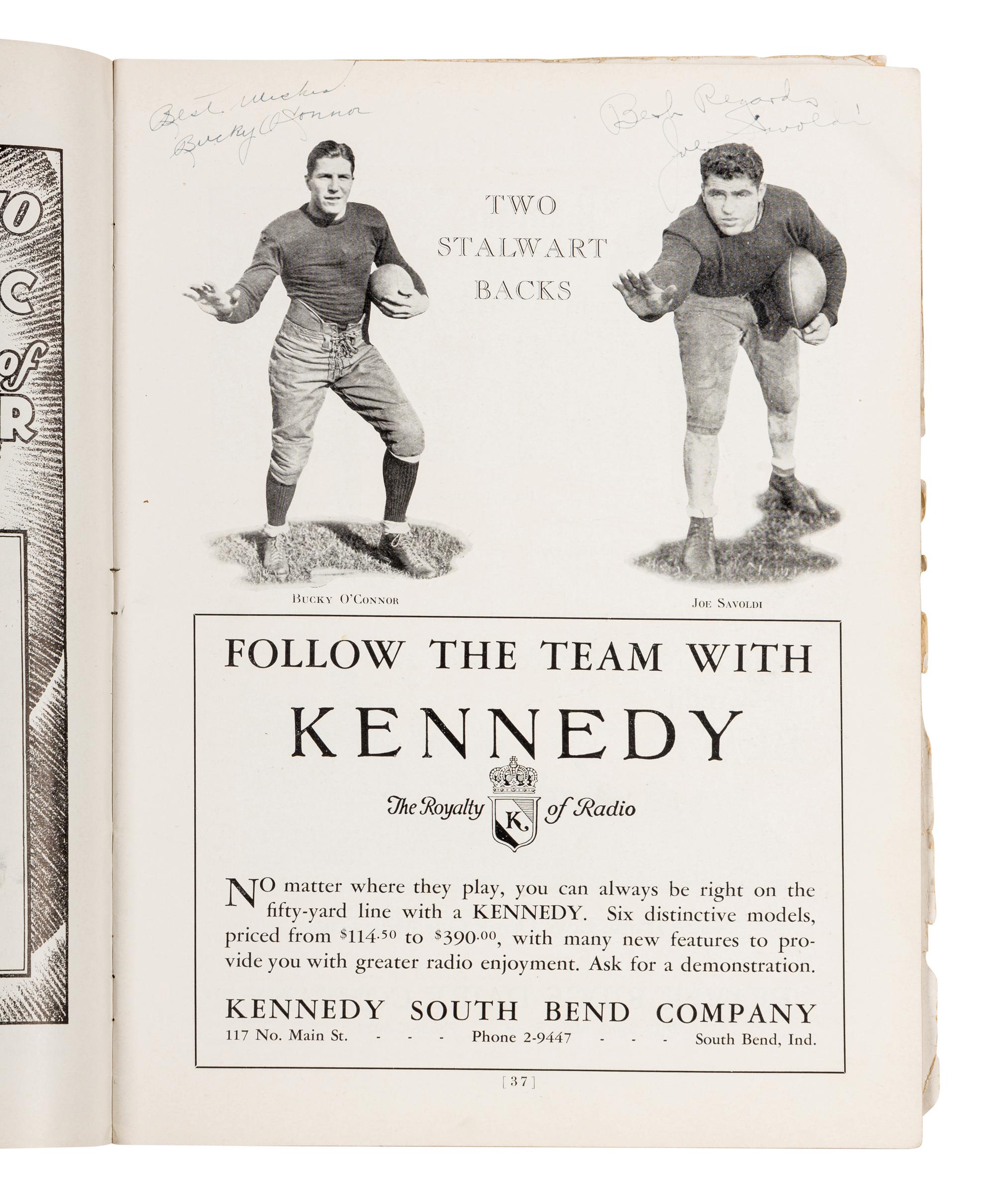 An Original 1930 Opening of Notre Dame Stadium Multi Signed Autograph Football Program Including Knute Rockne (Beckett Authentication Services BAS Letter),