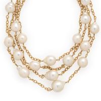 Baroque Cultured Pearl and Yellow Gold Necklace
