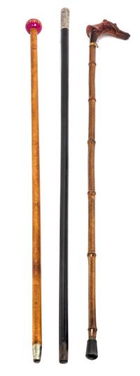 A Group of Three Canes Length of longest 37 3/4 inches.