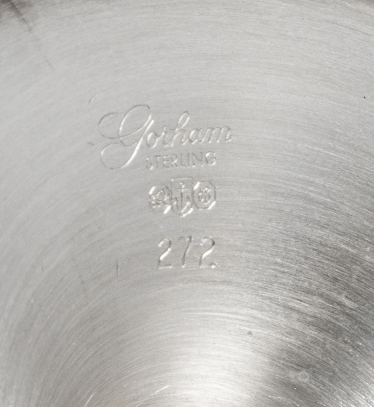 A Set of Twelve American Silver Goblets, Gorham Mfg. Co., Providence, RI, Puritan pattern, each having a flared mouth raised on a taper