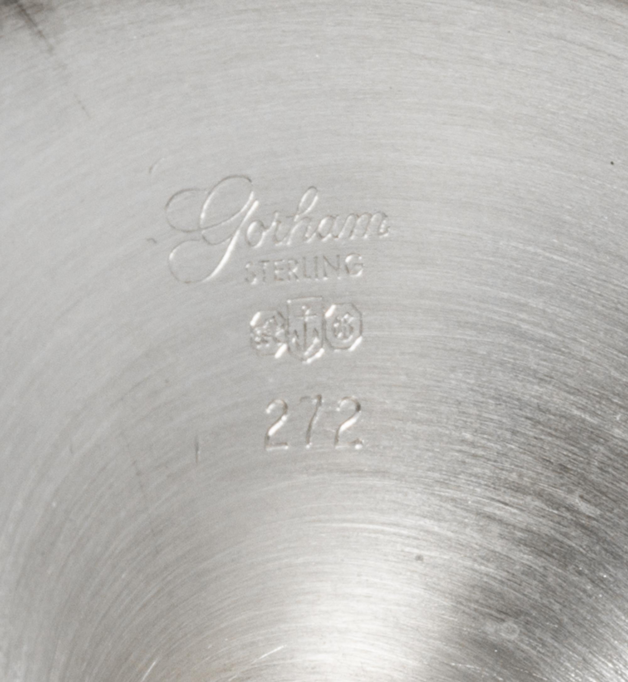 A Set of Twelve American Silver Goblets, Gorham Mfg. Co., Providence, RI, Puritan pattern, each having a flared mouth raised on a taper