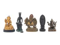 Five Small Asian Bronze Figures of Bodhisattva