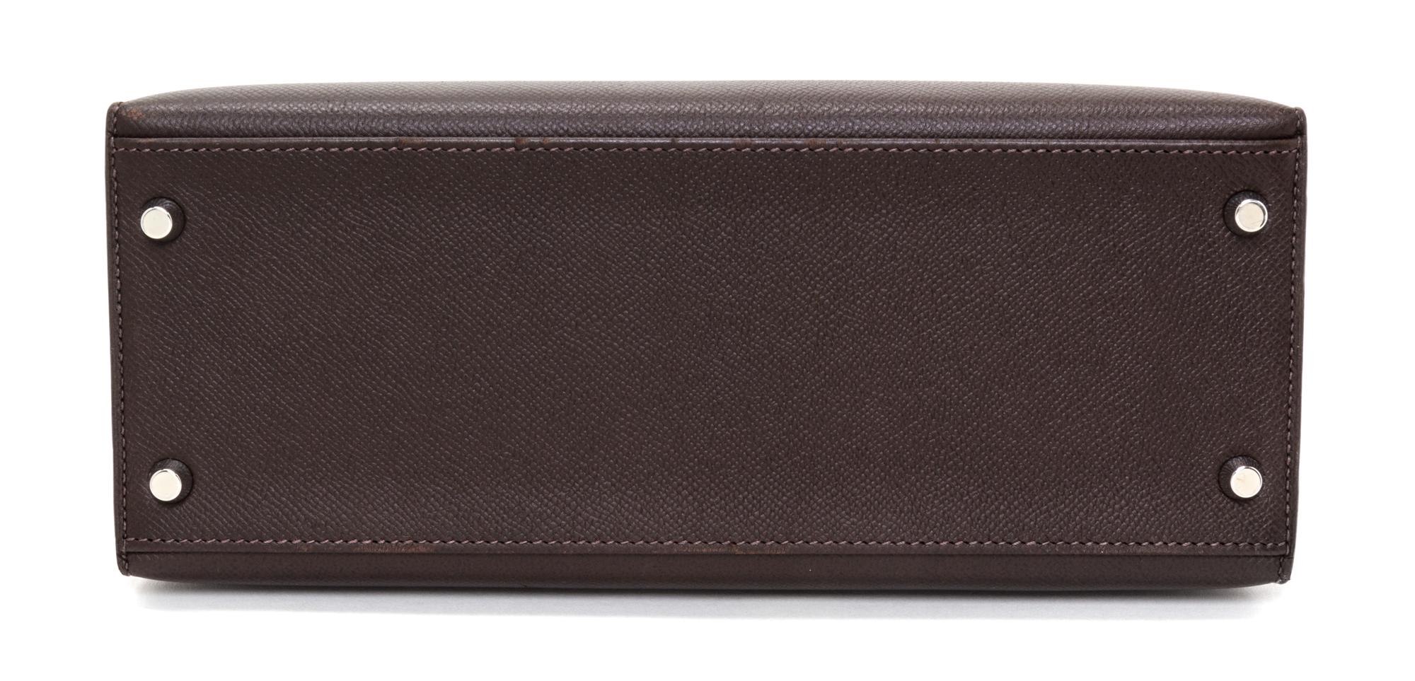 An Hermes Chocolat Epsom Sellier 28cm Kelly Handbag, 11" x 8.5" x 4".