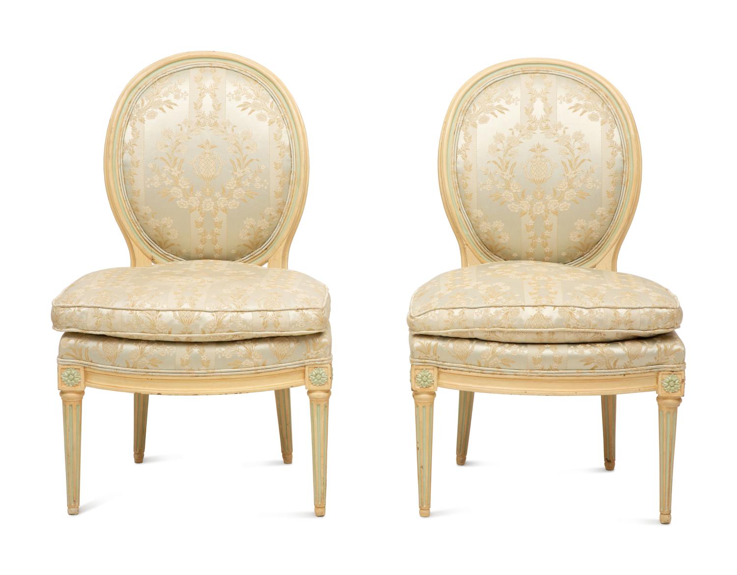A Pair of Louis XVI Style Painted Side Chairs — Late 19th/Early 20th Century