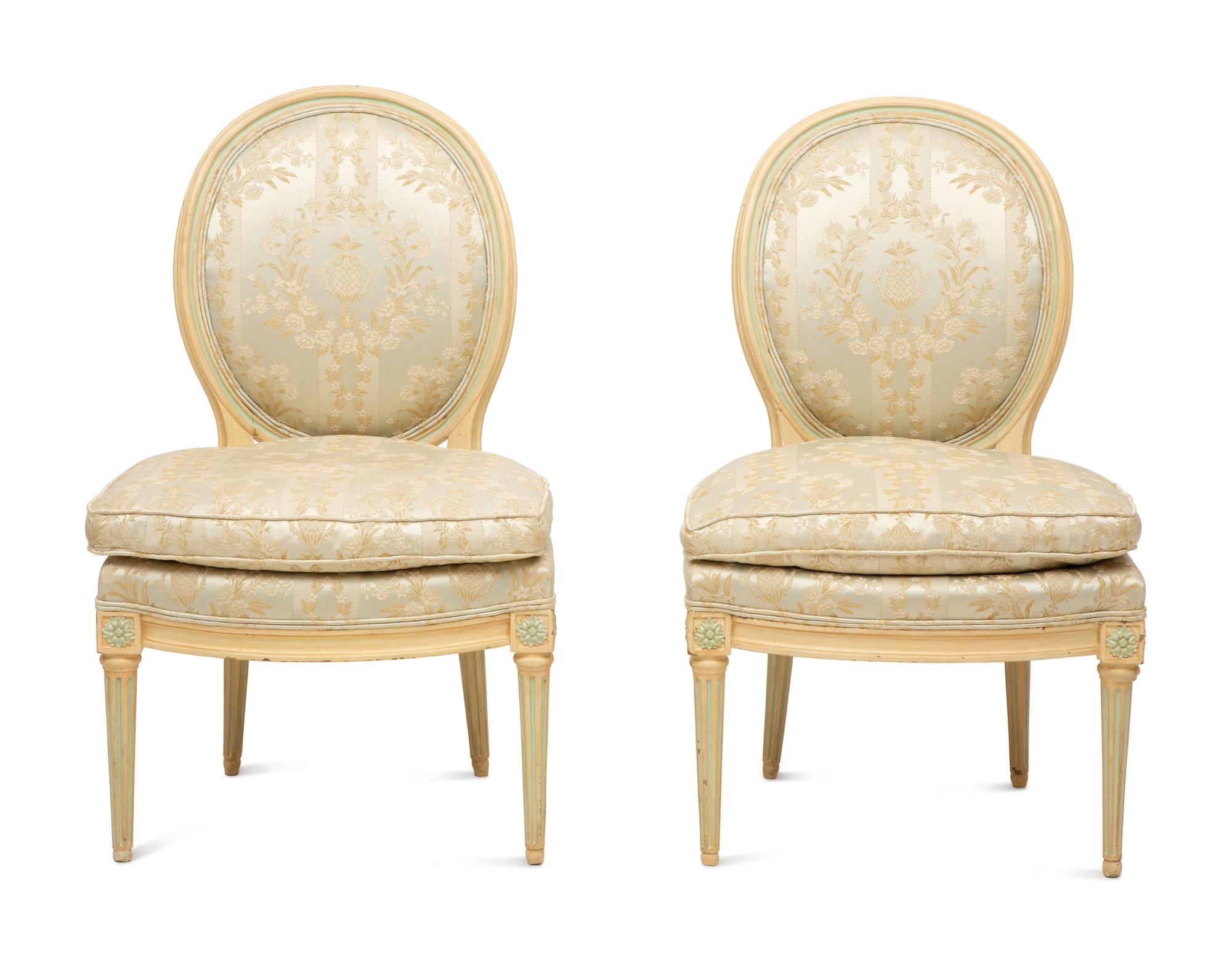 A Pair of Louis XVI Style Painted Side Chairs — Late 19th/Early 20th Century