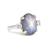 STAR SAPPHIRE AND DIAMOND RING