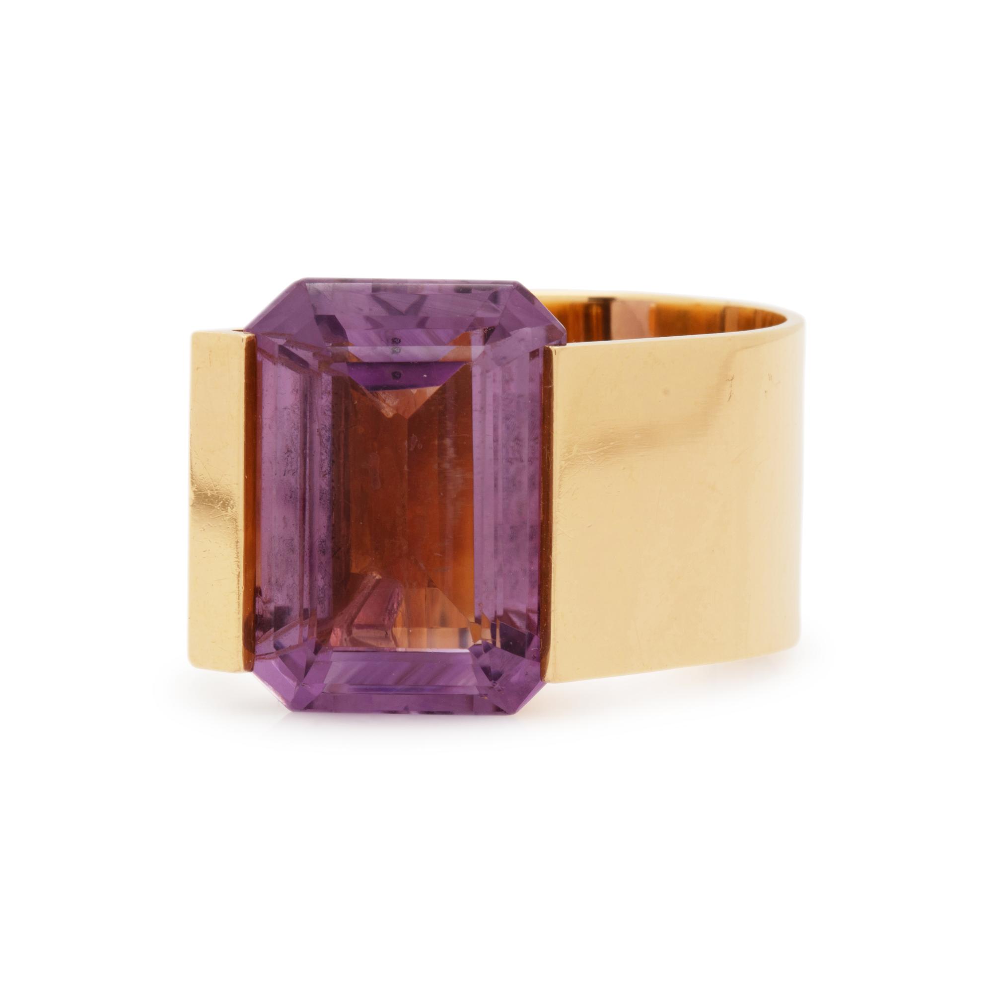 GEORG JENSEN, YELLOW GOLD AND AMETHYST RING