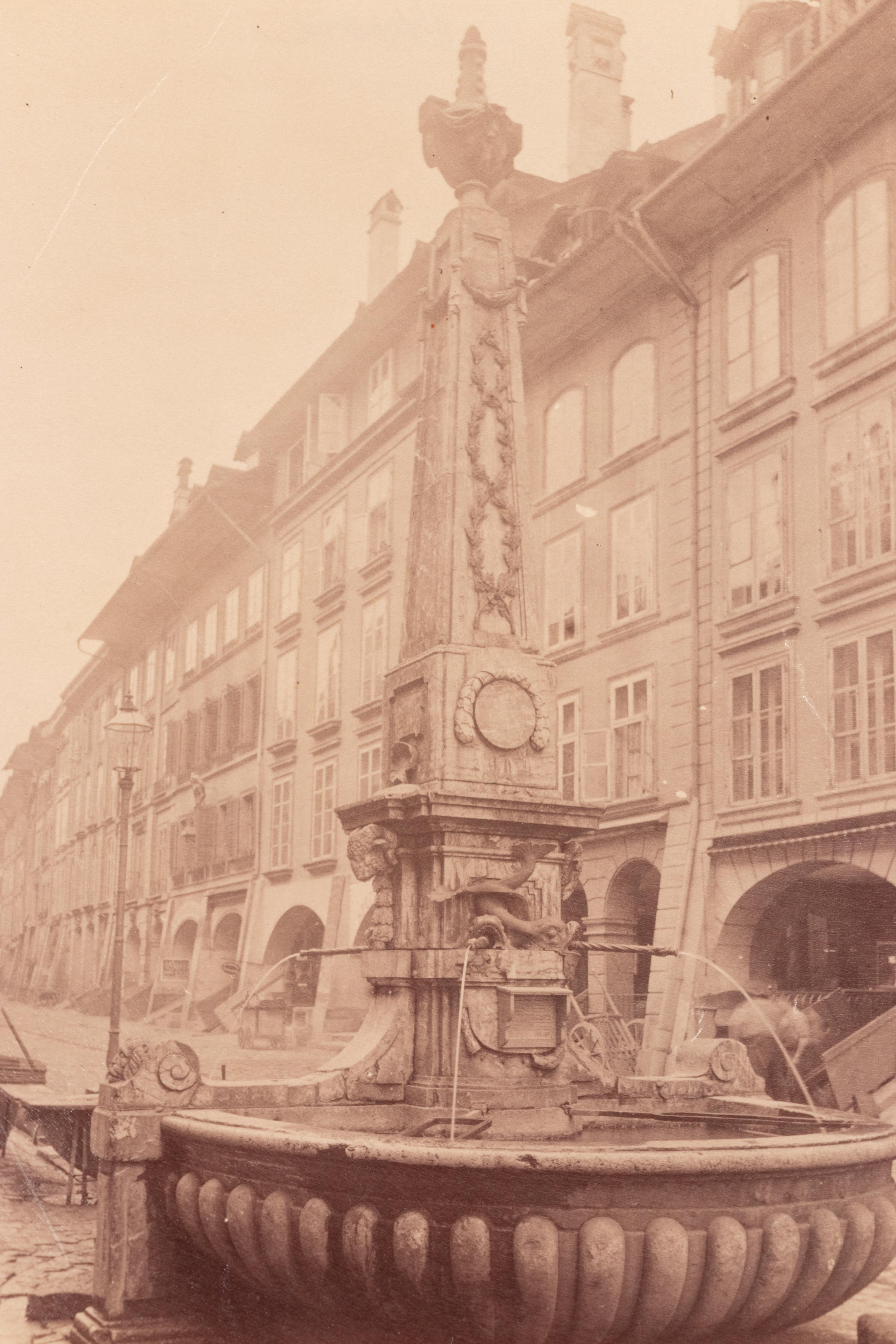 A group of three photographs depicting Swiss scenes ( [Lausanne, Suisse]; Fontaine a Berne (Suisse); Fontaine de Lausanne (Suisse) )