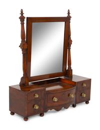 A Regency Crotch Mahogany Shaving Mirror on Stand — EARLY 19TH CENTURY