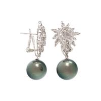 TAHITIAN CULTURED PEARL AND DIAMOND CLIP EARRINGS