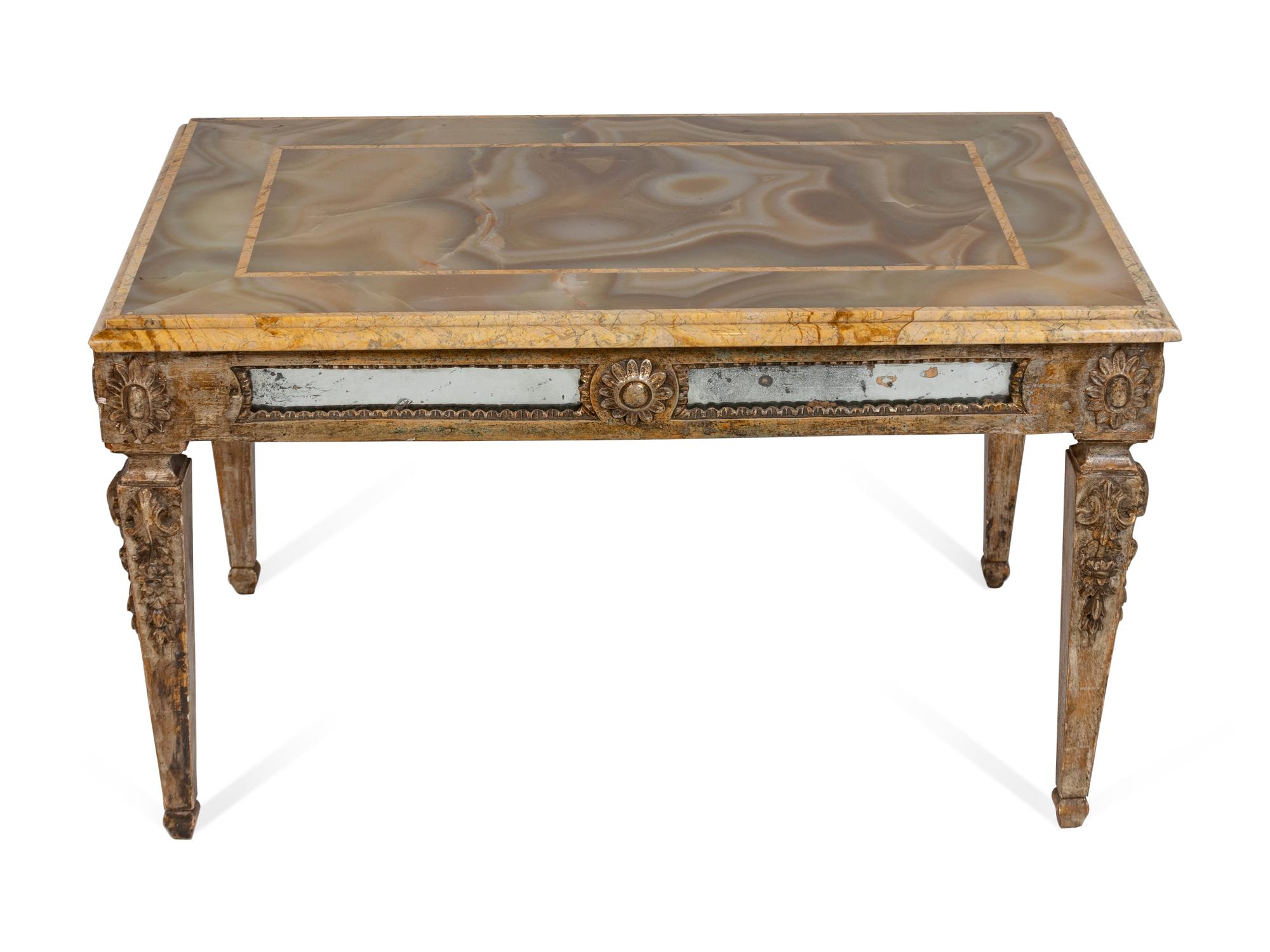 An Italian Neoclassical Style Onyx and Painted Wood Low Table