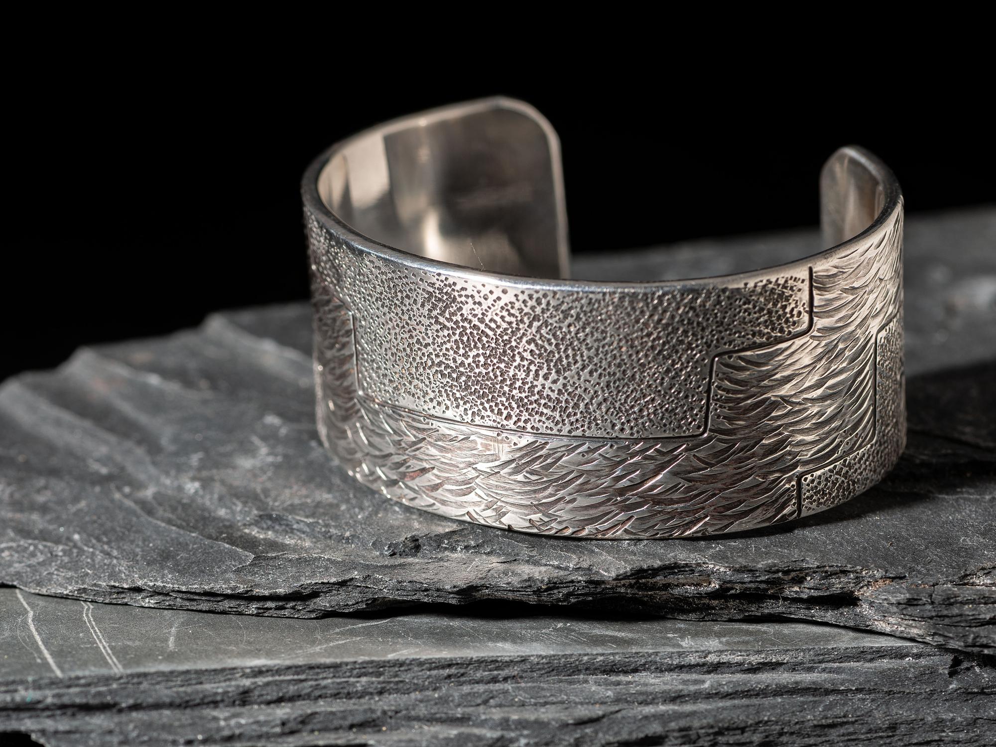 Textured Silver Cuff Bracelet