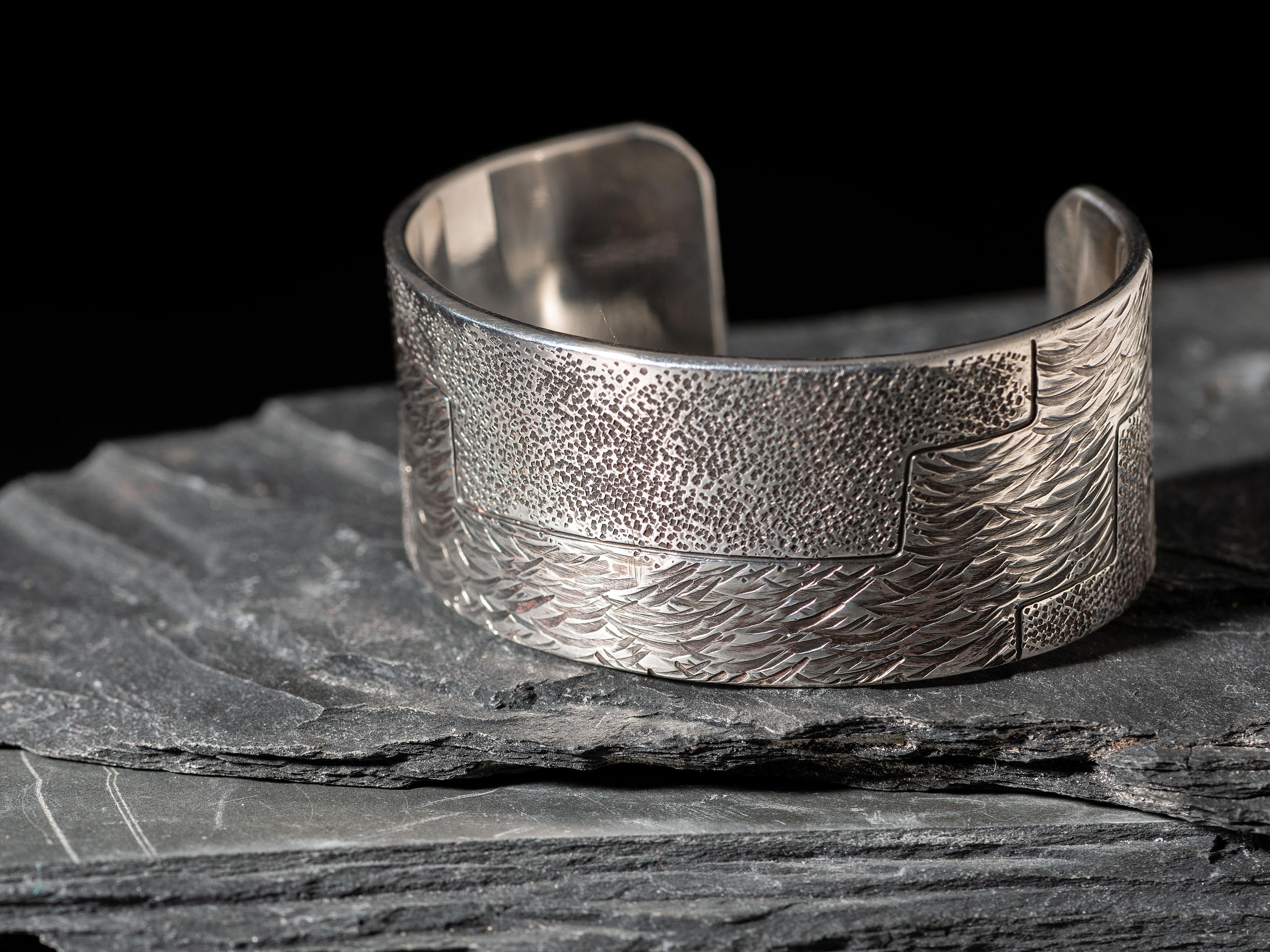 Textured Silver Cuff Bracelet