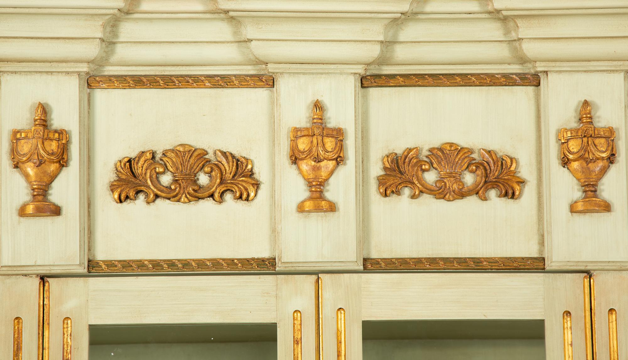 An Empire Style Painted and Parcel Gilt Vitrine Cabinet