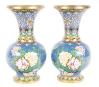 A Pair of Chinese Cloisonne Vases Height 10 1/4 inches. — 20TH CENTURY