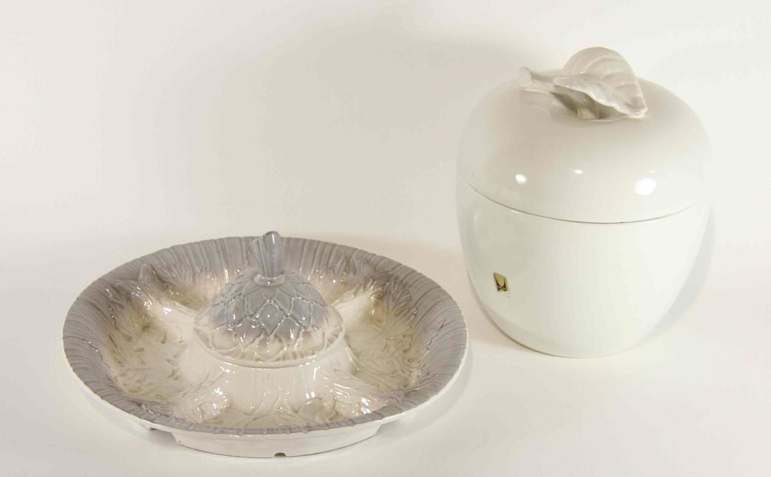 A Tiffany by Haeger Pottery Cookie Jar Diameter of plate 13 3/4 inches. — 1978