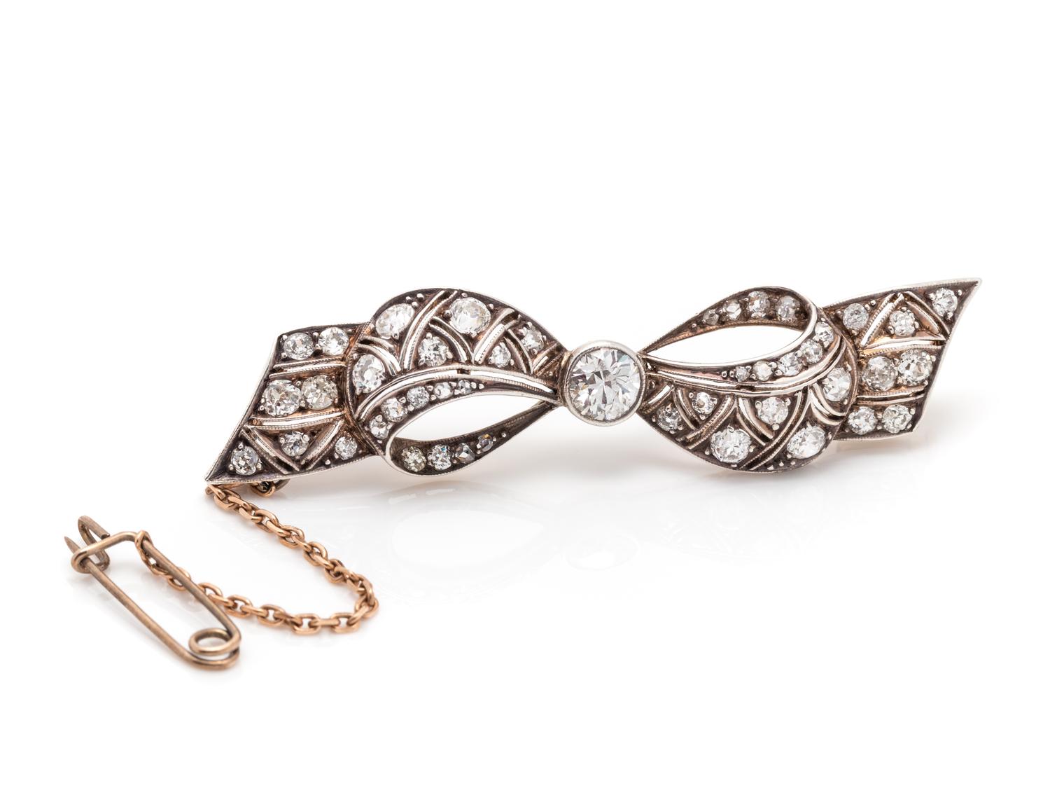 EDWARDIAN, DIAMOND BOW BROOCH