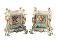 A Pair of Sevres Style Porcelain Cache Pots