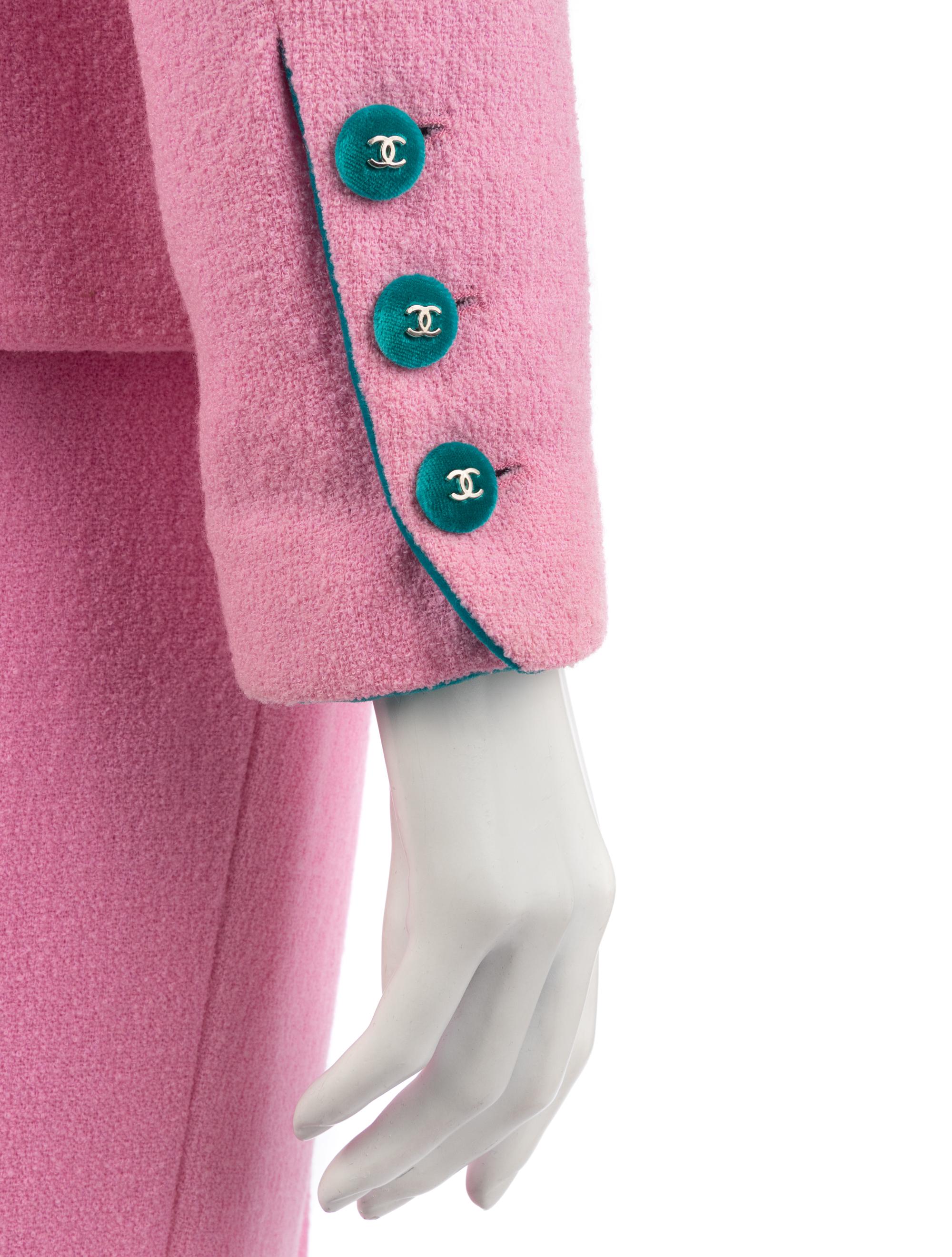 Chanel Pink and White Houndstooth Jacket and One Chanel Skirt Suit, 1990-2000s