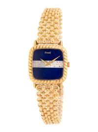 PIAGET, REF. 9907 18K YELLOW GOLD, LAPIS LAZULI AND DIAMOND WATCH