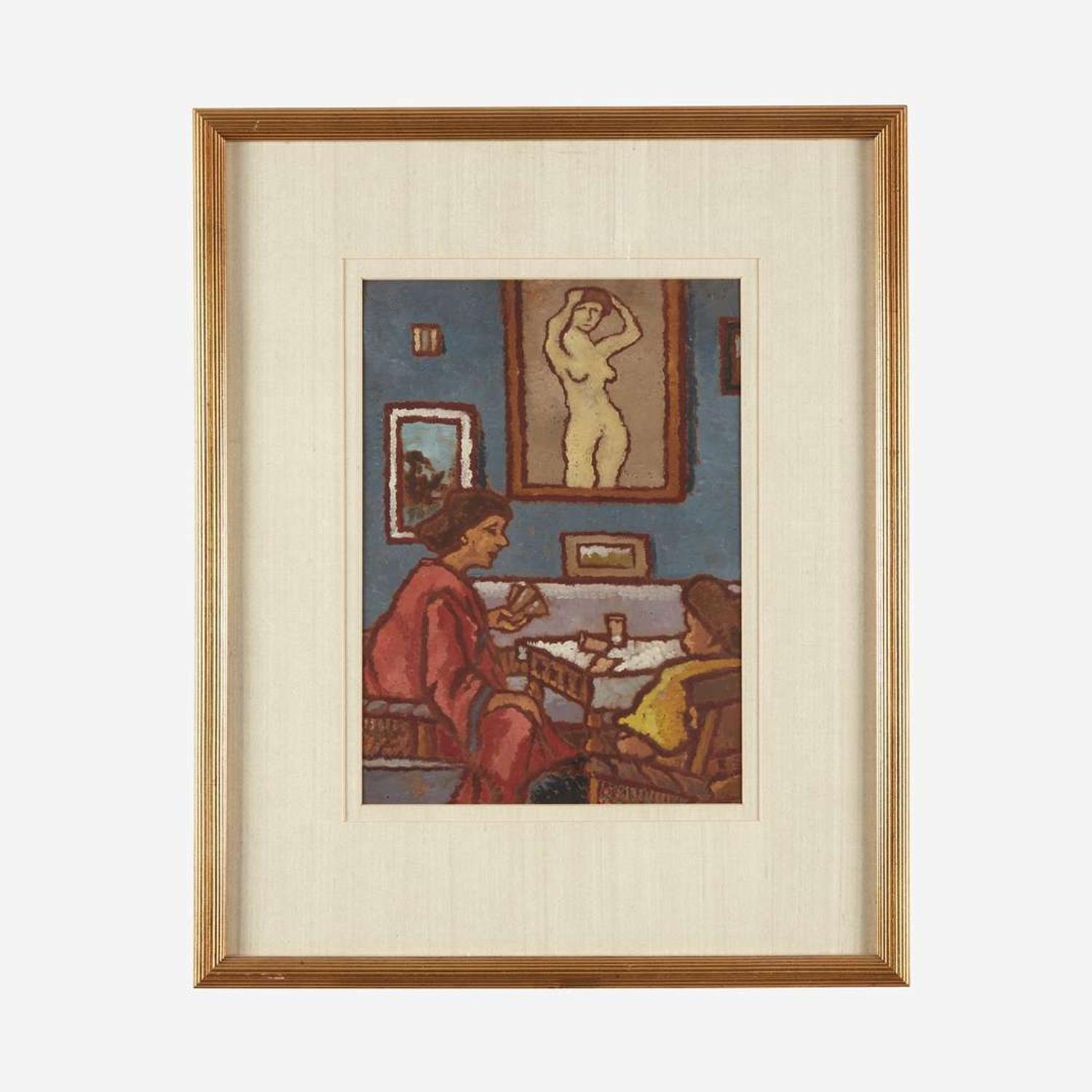 József Rippl-Rónai (Hungarian, 1861–1927) Interior with Two Women Playing Cards; with Figure Studies verso