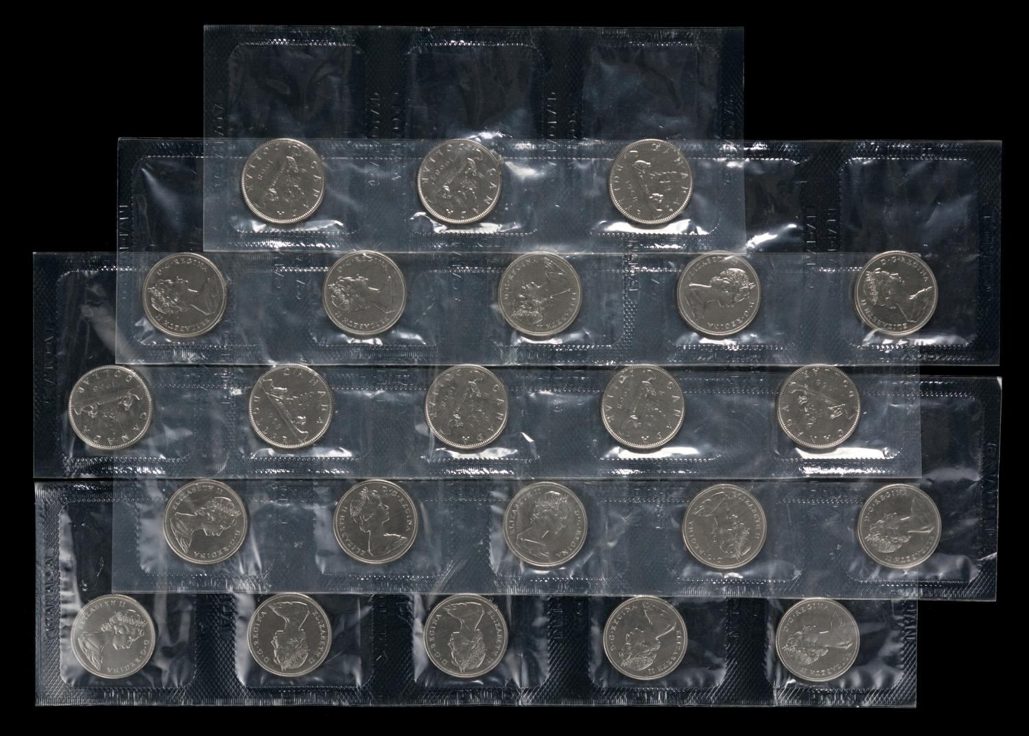 A Group of Twenty-Three Royal Canadian Mint 1968 Uncirculated 1-Dollar Coins