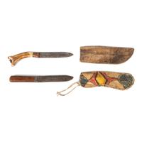 Plains Knife Sheaths, made of Recycled Parfleche — lot of two