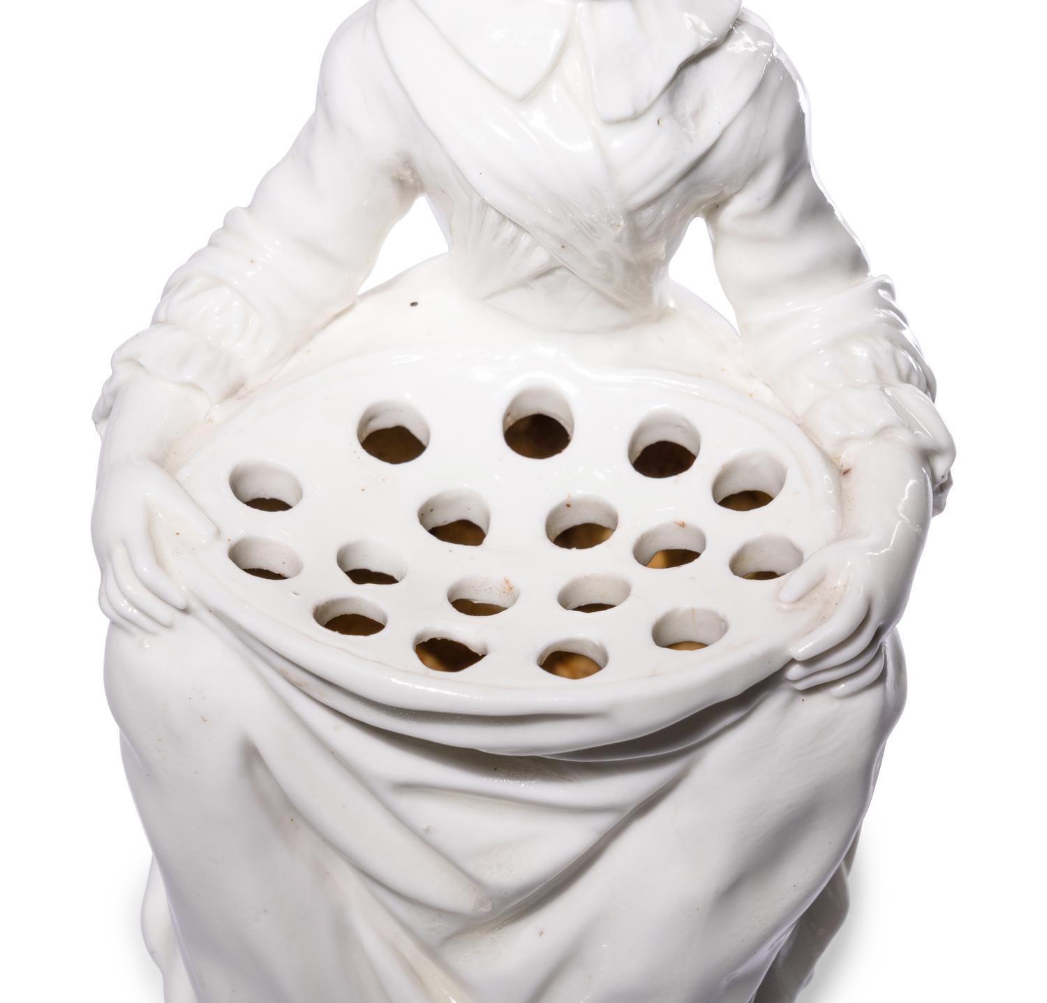 A Pair of French Soft-Paste Porcelain White Bouquetière Figures