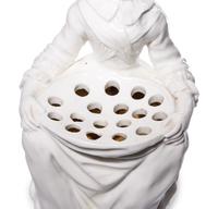 A Pair of French Soft-Paste Porcelain White Bouquetière Figures
